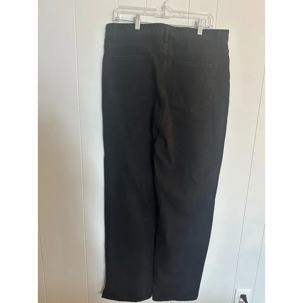 Pretty Little Thing Black Denim Split Hem Wide Leg Jeans Size‎ 12 NWT